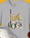 I Love Dogs - Series I, Volume 1, Unisex T-Shirt-Sport Grey. A perfect gift for dog lovers and dog owners. Design by Dog Gang
