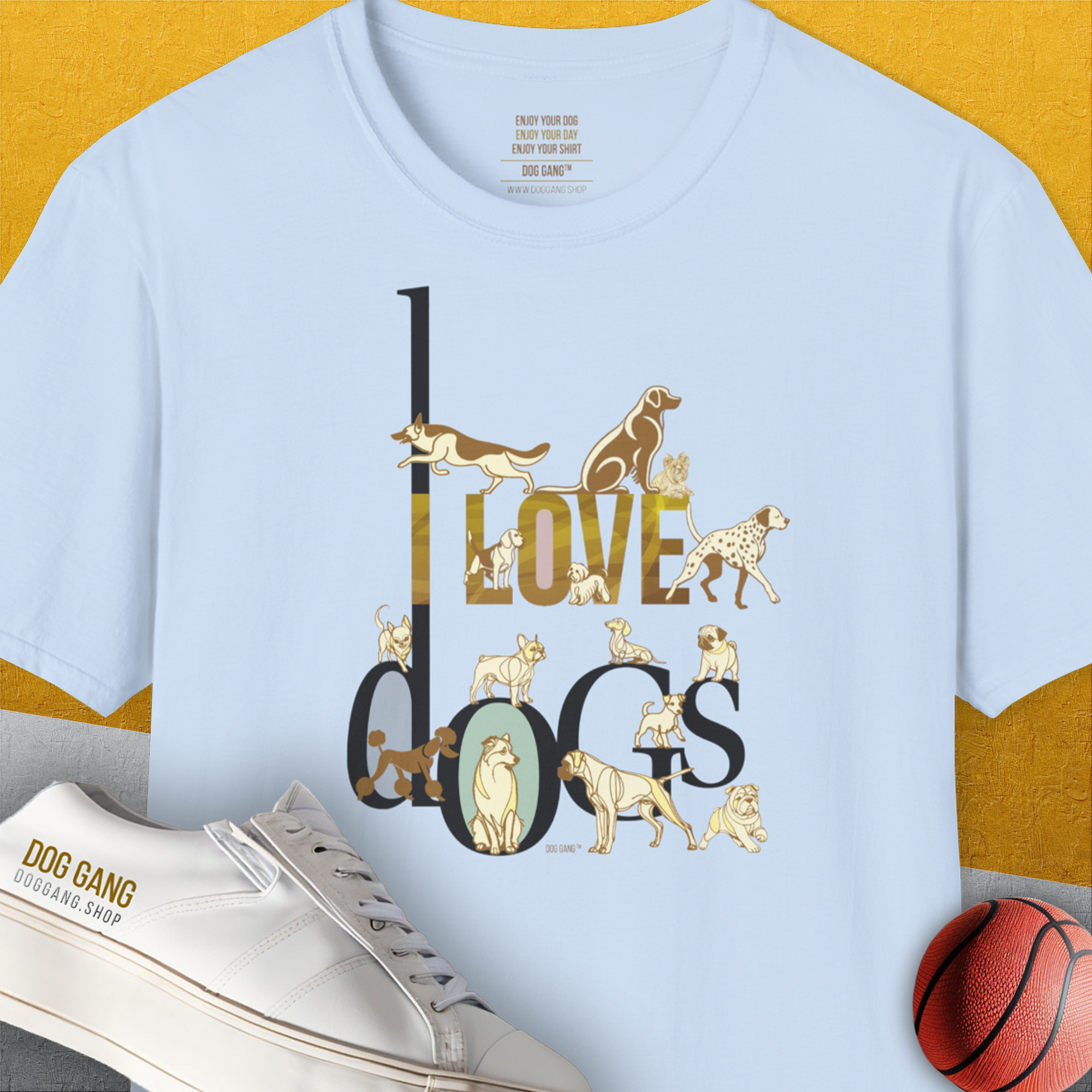 I Love Dogs - Series I, Volume 1, Unisex T-Shirt-Light Blue, Design by Dog Gang