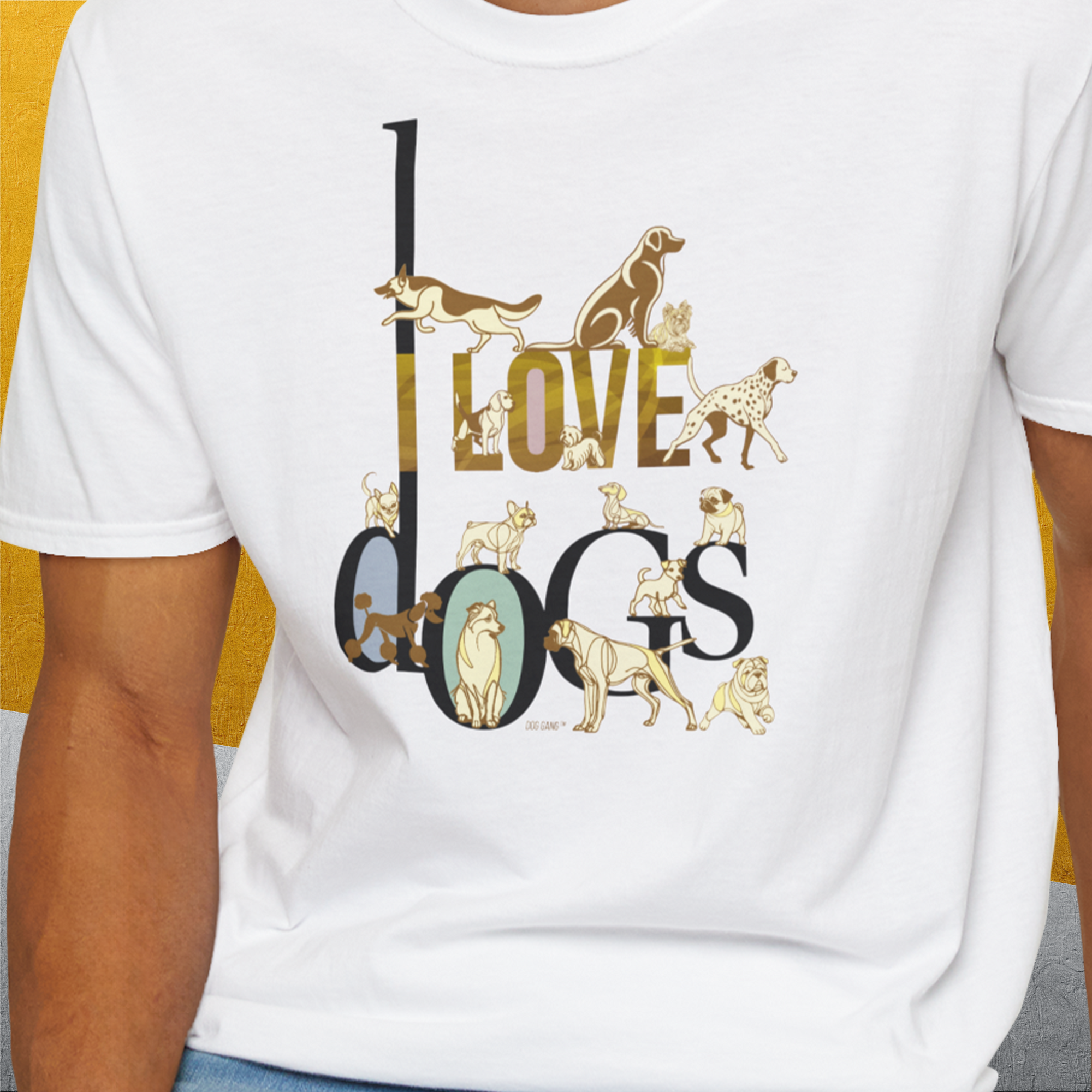 I Love Dogs - Series I, Volume 1, Unisex T-Shirt-. For dog lovers and dog owners. Design by Dog Gang