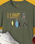 I Love Dogs - Series I, Volume 2, Unisex T-Shirt-Military Green, Design by Dog Gang