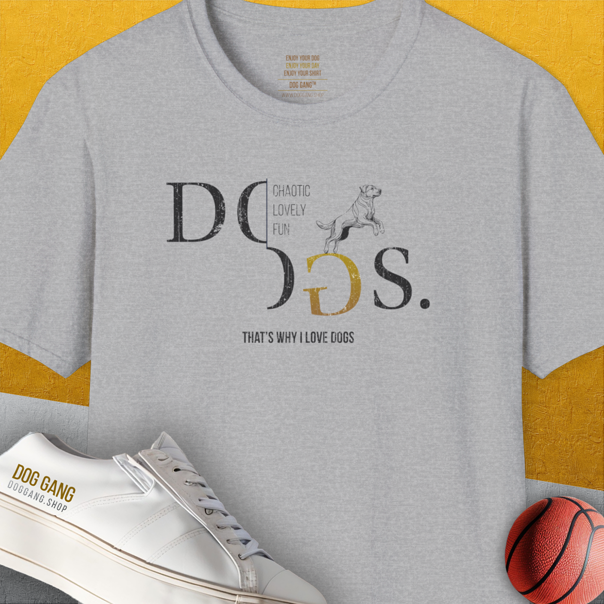 I Love Dogs - Series I, Volume 4, Unisex T-Shirt-Sport Grey. A perfect gift for dog lovers and dog owners. Design by Dog Gang