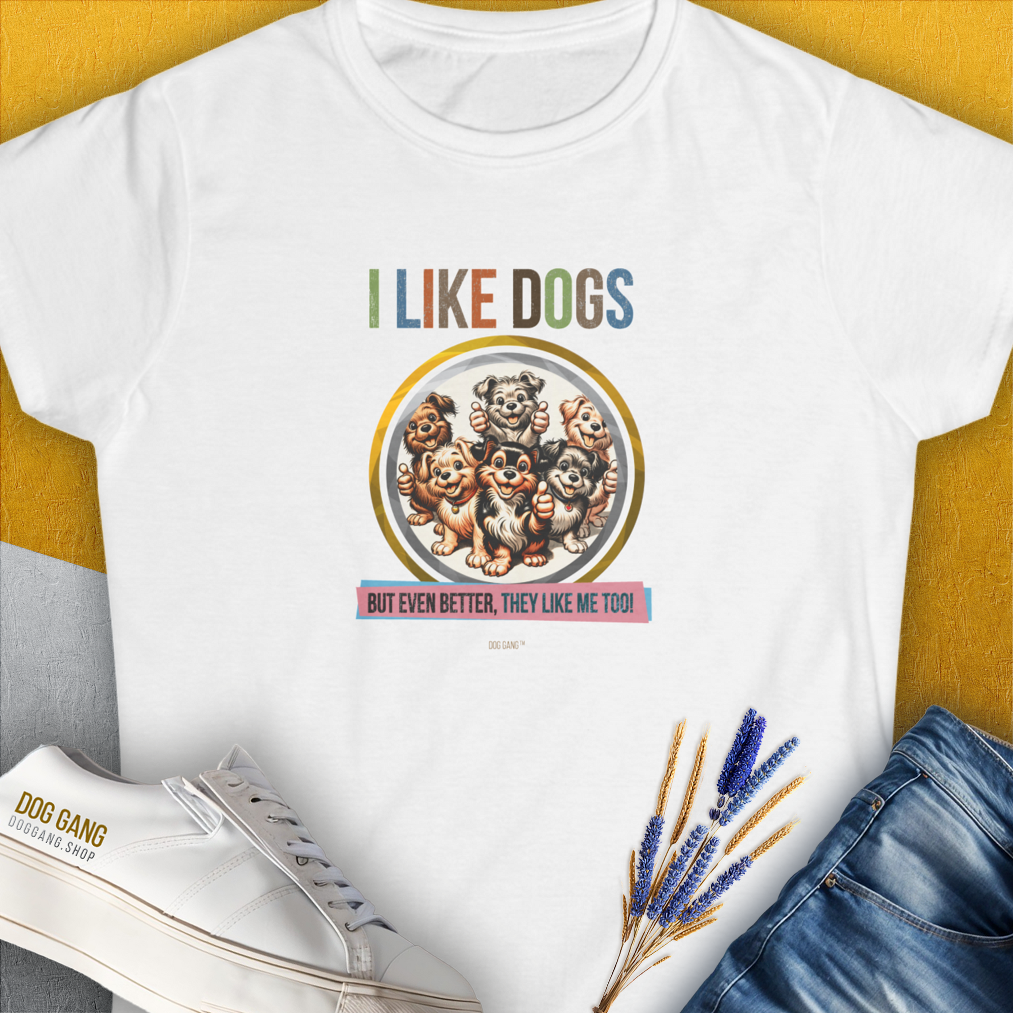 I Like Dogs And They Like Me Too, Volume 5, Women&#39;s T-Shirt-White. For dog lovers and dog owners. Design by Dog Gang