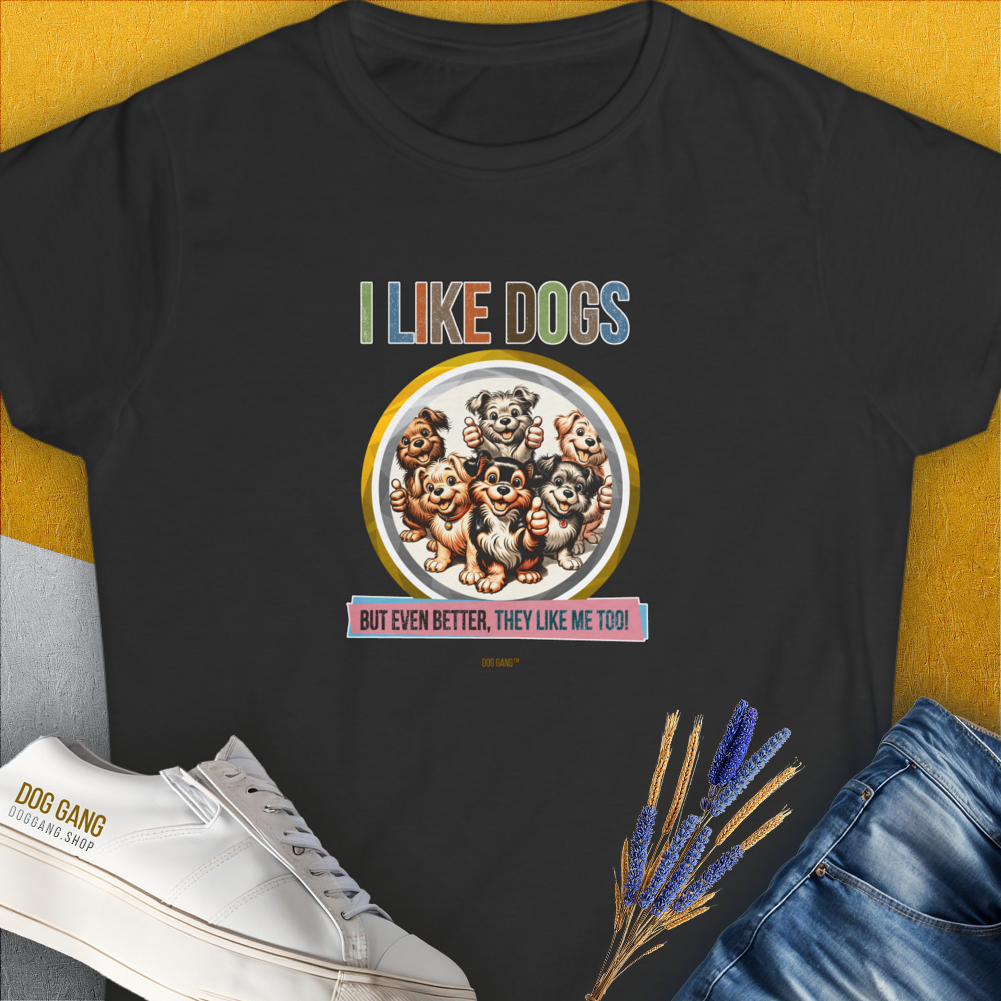 I Like Dogs And They Like Me Too, Volume 5, Women&#39;s T-Shirt-Black. A perfect gift for dog lovers and dog owners. Design by Dog Gang
