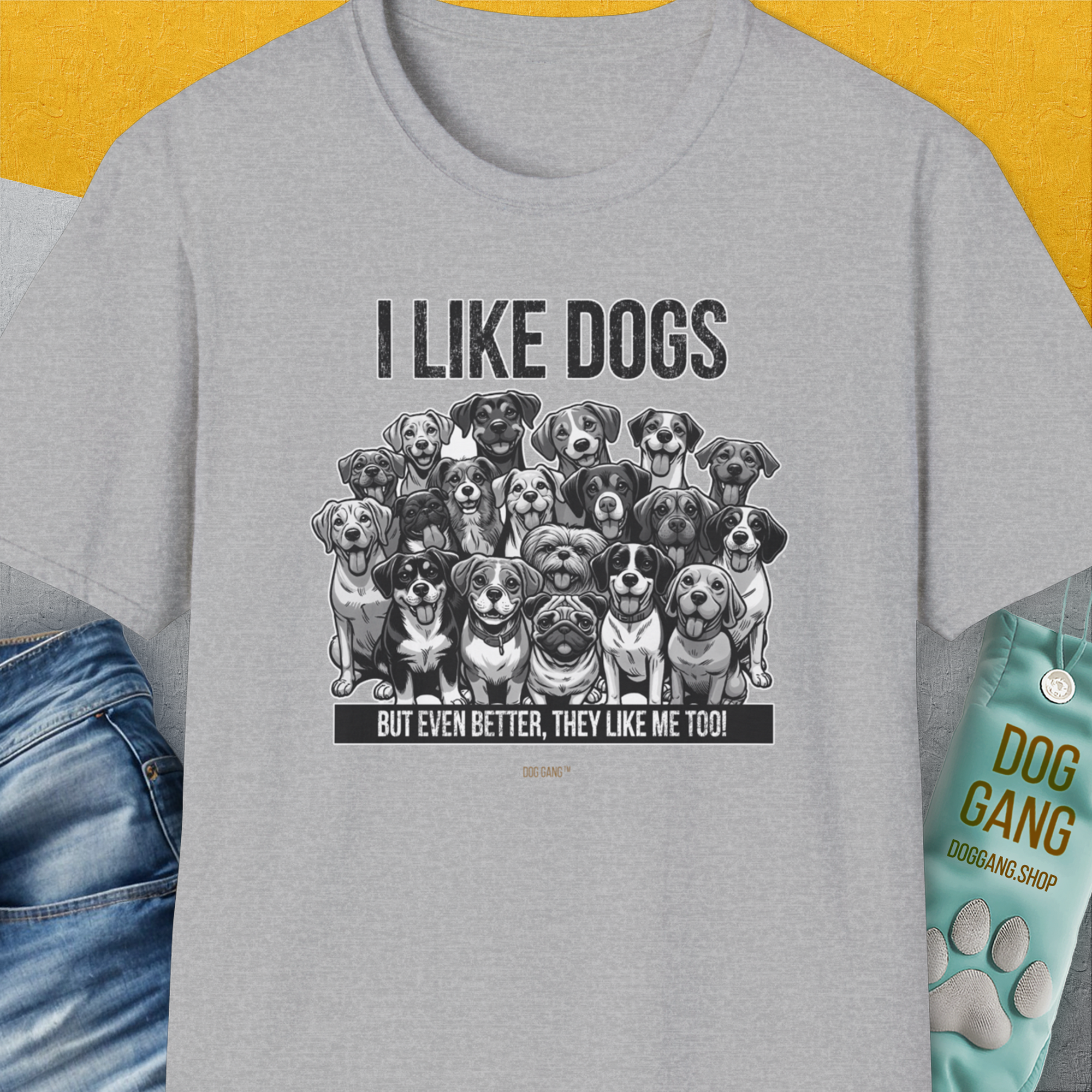 I Like Dogs And They Like Me Too, Volume 3, Unisex T-Shirt-Sport Grey, Design by Dog Gang