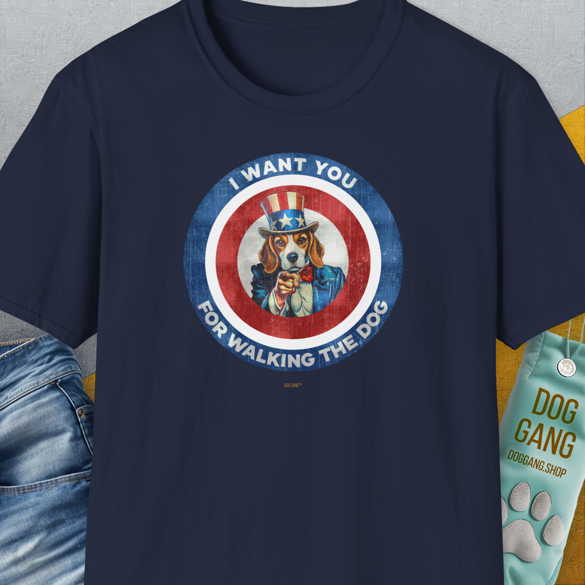 I Want You For Walking The Dog, Volume 1, Unisex T-Shirt-Navy, Design by Dog Gang