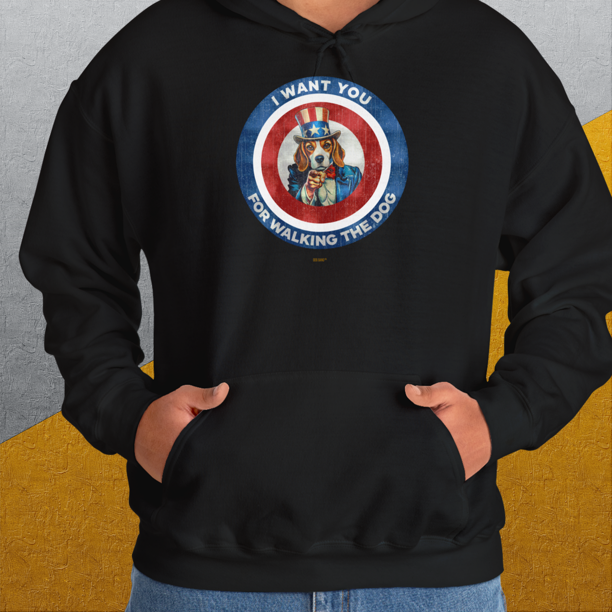 I Want You For Walking The Dog, Volume 1, Unisex Hoodie-Black, a cool and stylish design with a funny saying from Dog Gang