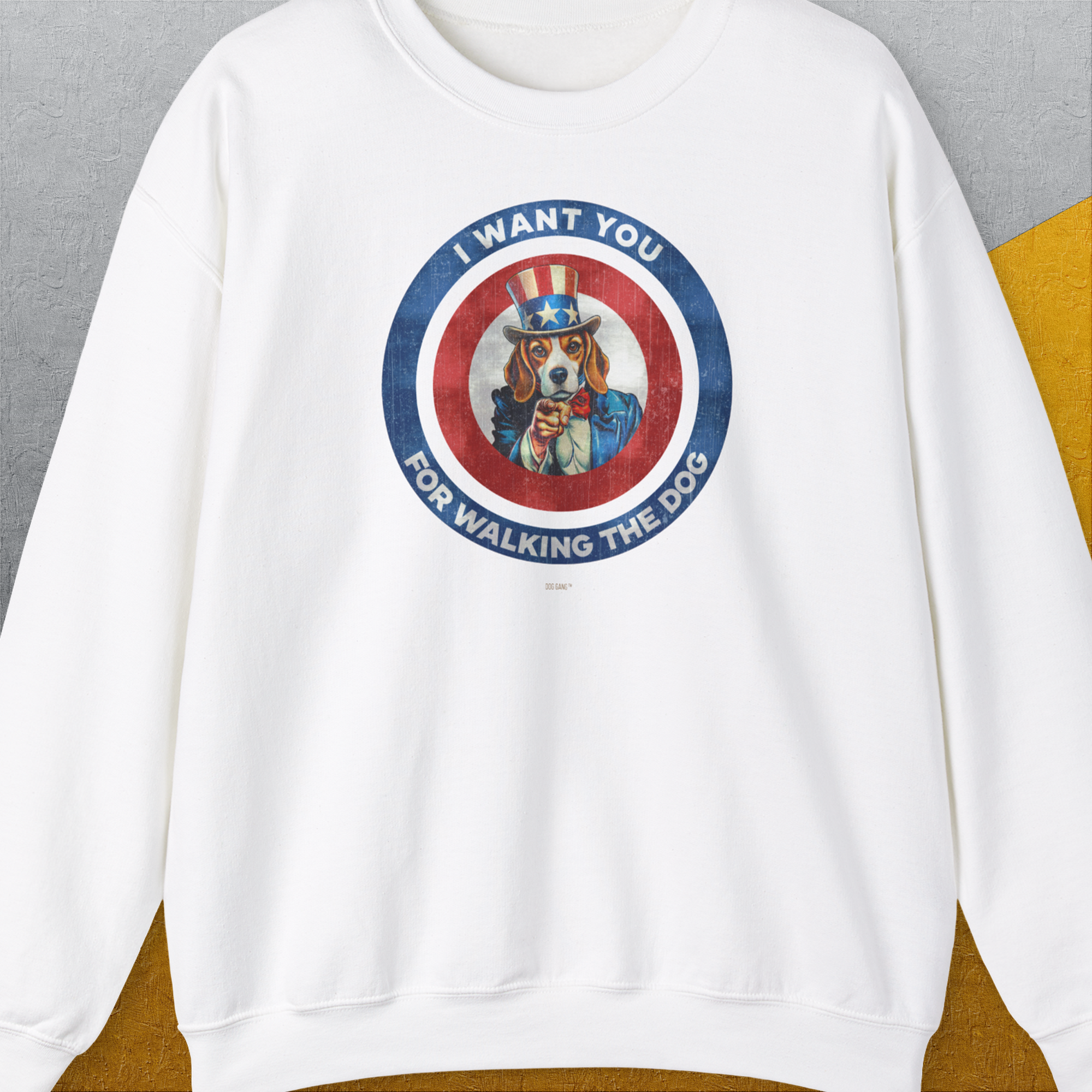I Want You For Walking The Dog, Volume 1, Unisex Sweatshirt-White. A dog-themed Design from Dog Gang