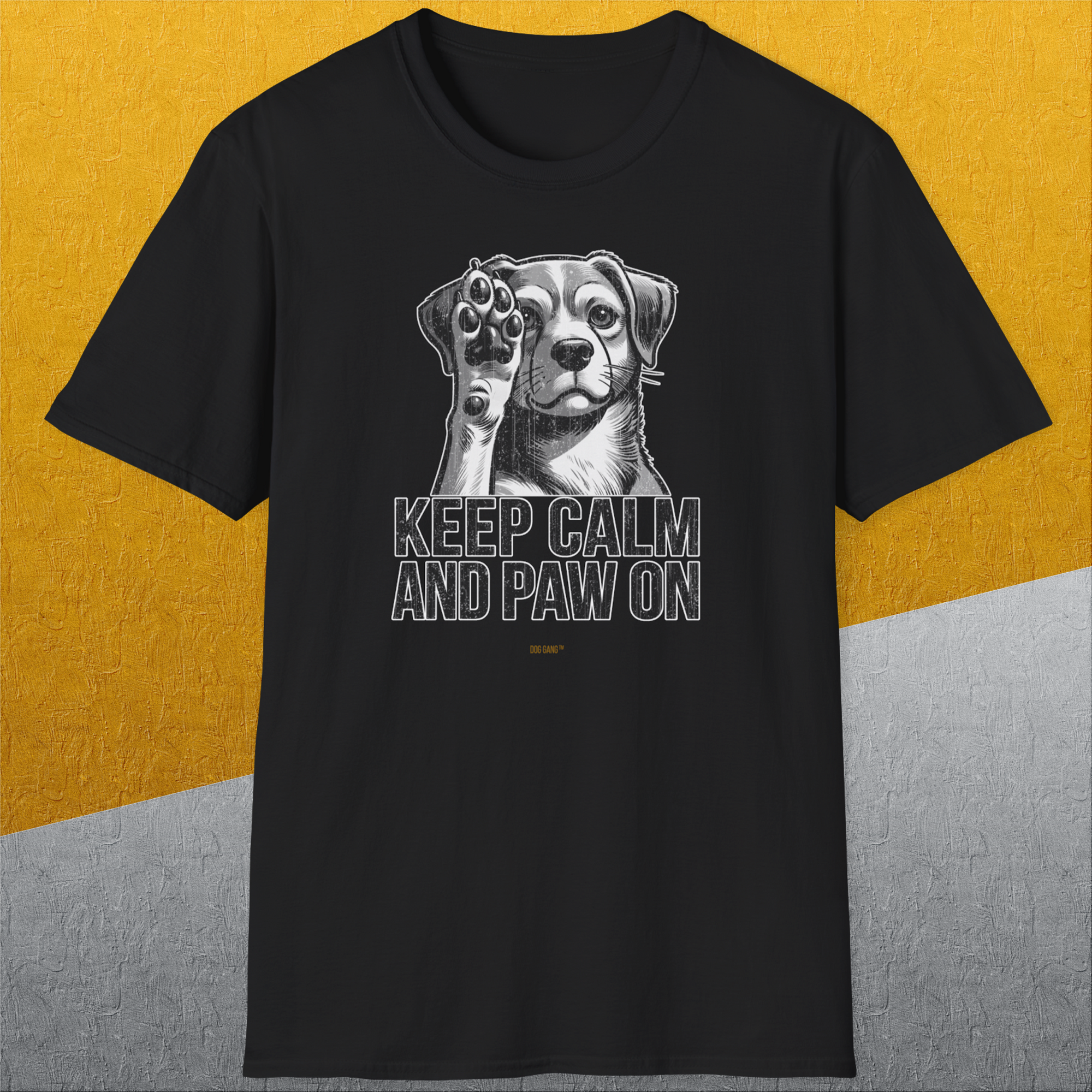 Keep Calm And Paw On, Volume 1, Unisex T-Shirt-, a cool and stylish design with a funny saying from Dog Gang