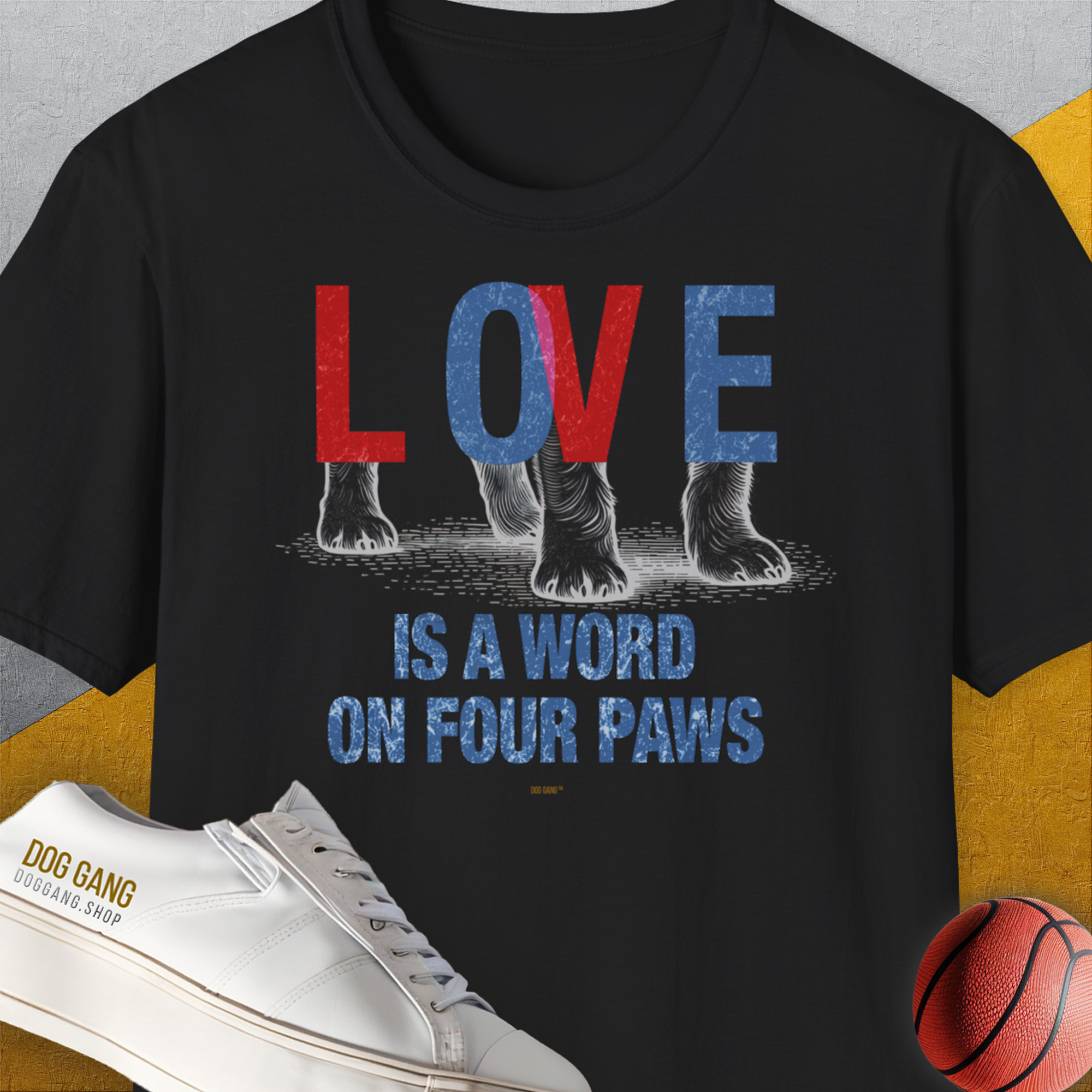 Love Is A Word On Four Paws, Volume 1, Unisex T-Shirt-Black, Design by Dog Gang