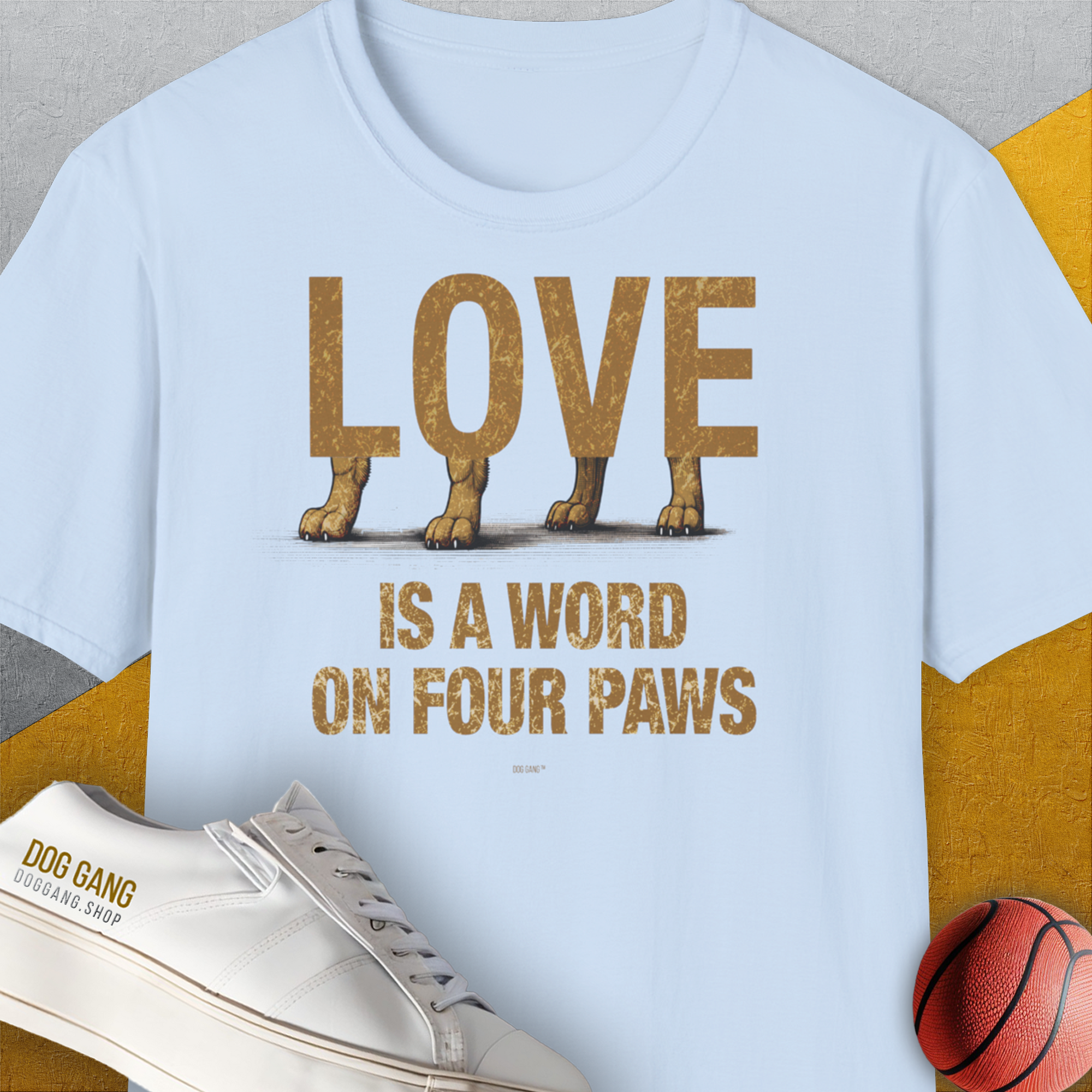 Love Is A Word On Four Paws, Volume 2, Unisex T-Shirt-Light Blue, Design by Dog Gang