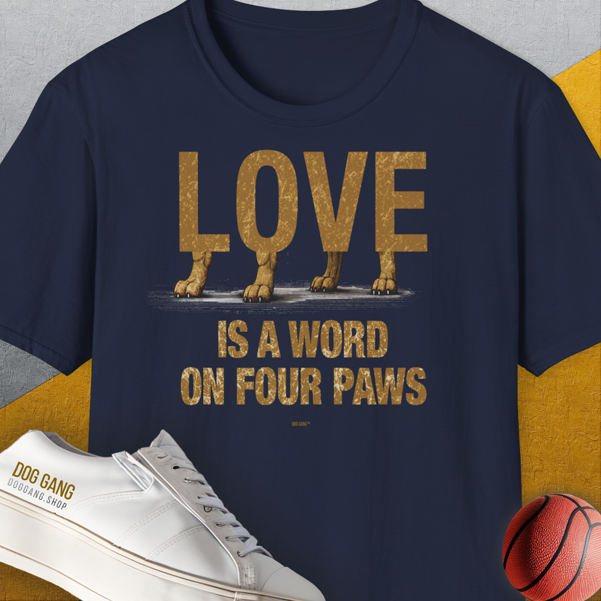 Love Is A Word On Four Paws, Volume 2, Unisex T-Shirt-Navy, Design by Dog Gang