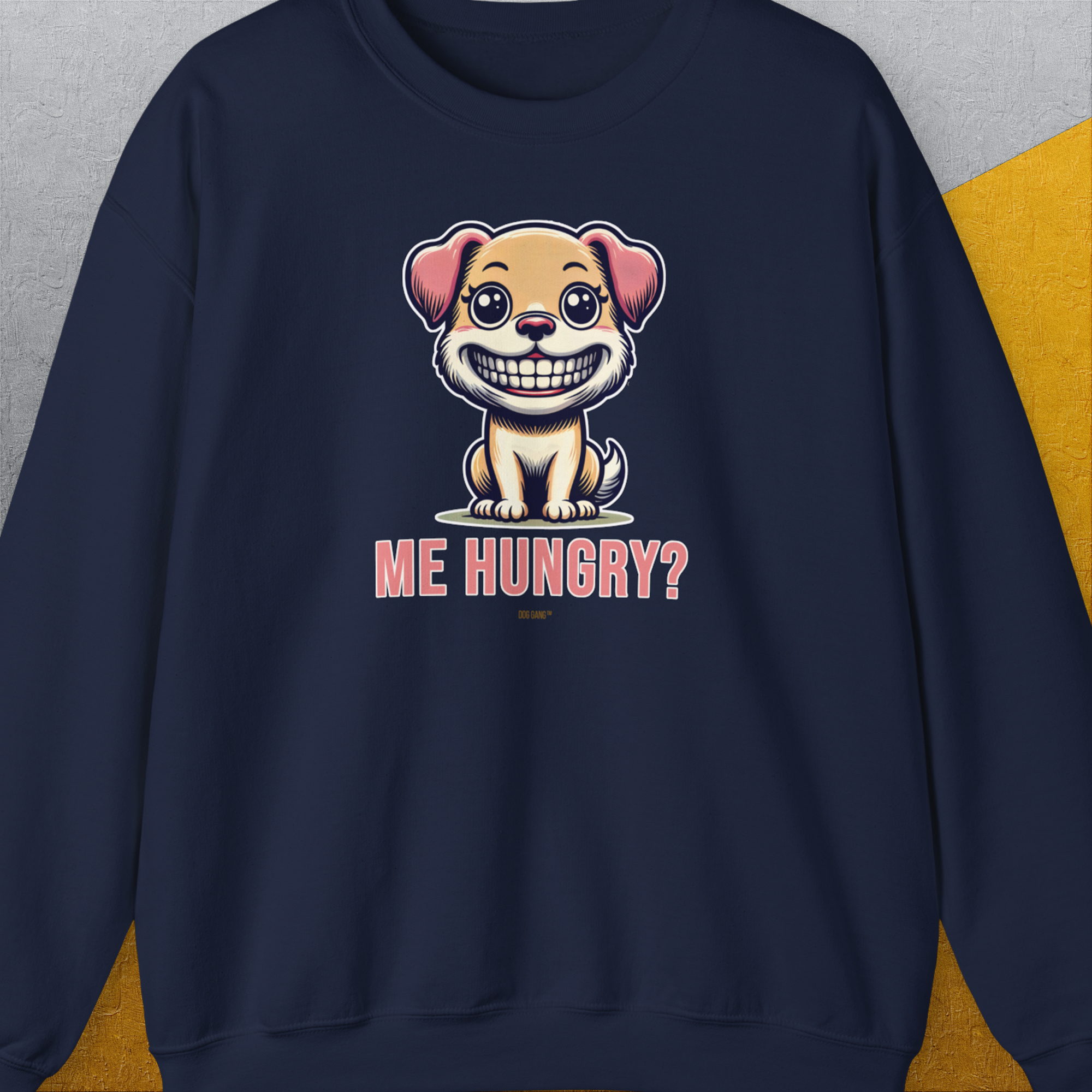 Me Hungry? Volume 1, Unisex Sweatshirt-Navy, Design by Dog Gang