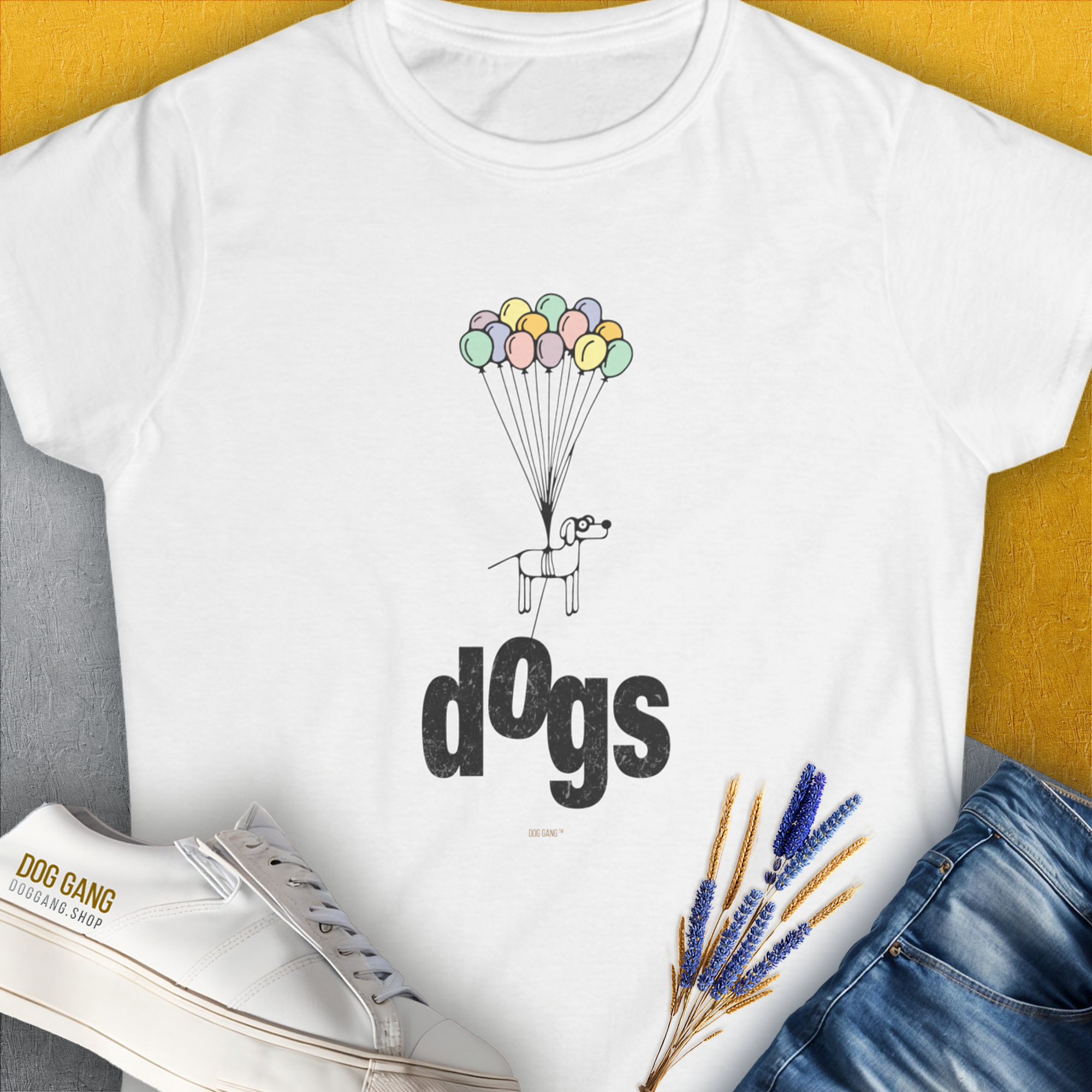 The Dog Gang Minimalistic Series II, Volume 1, Women&#39;s T-Shirt-White. For dog lovers and dog owners. Design by Dog Gang