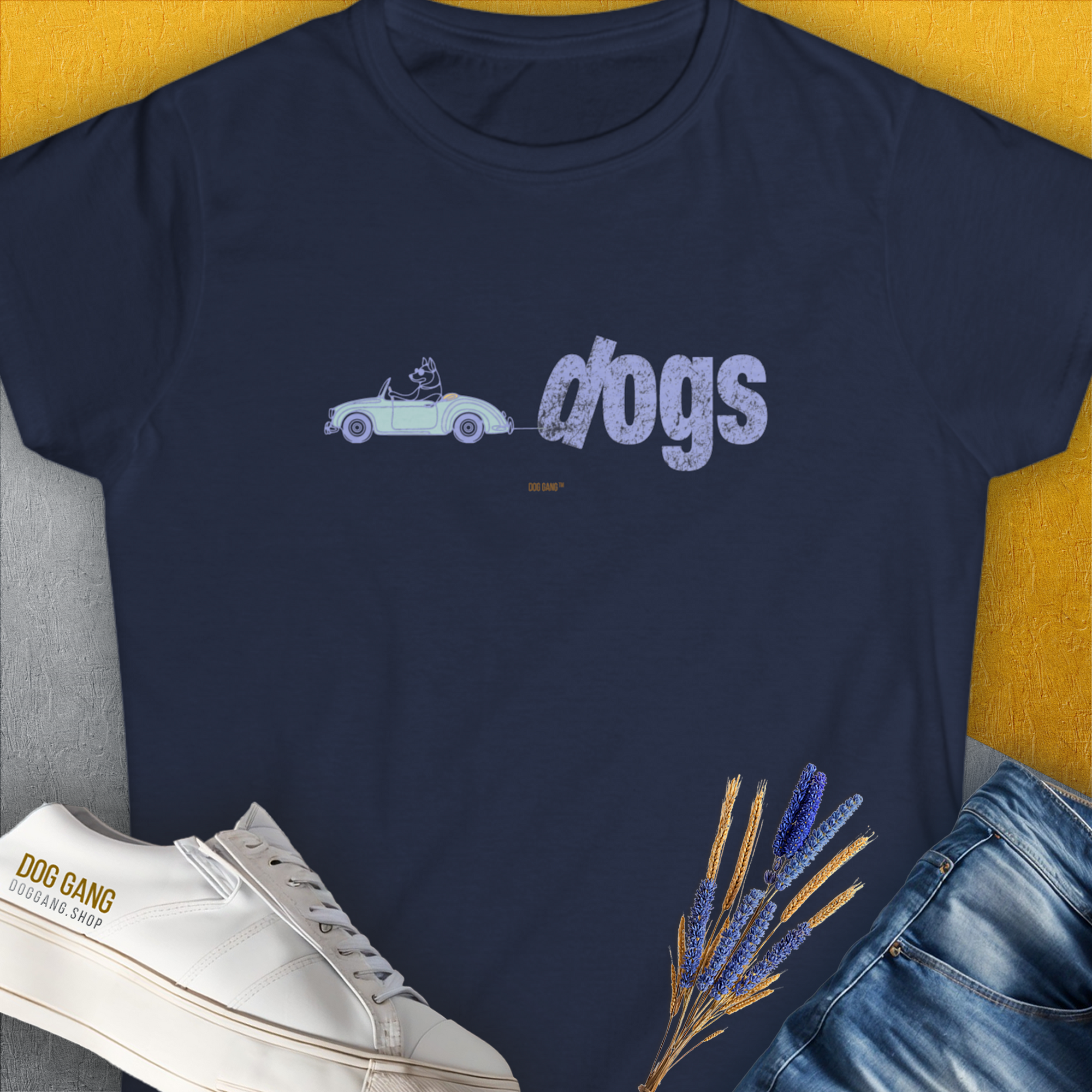 The Dog Gang Minimalistic Series II, Volume 2, Women&#39;s T-Shirt-Navy. A dog-themed Design from Dog Gang