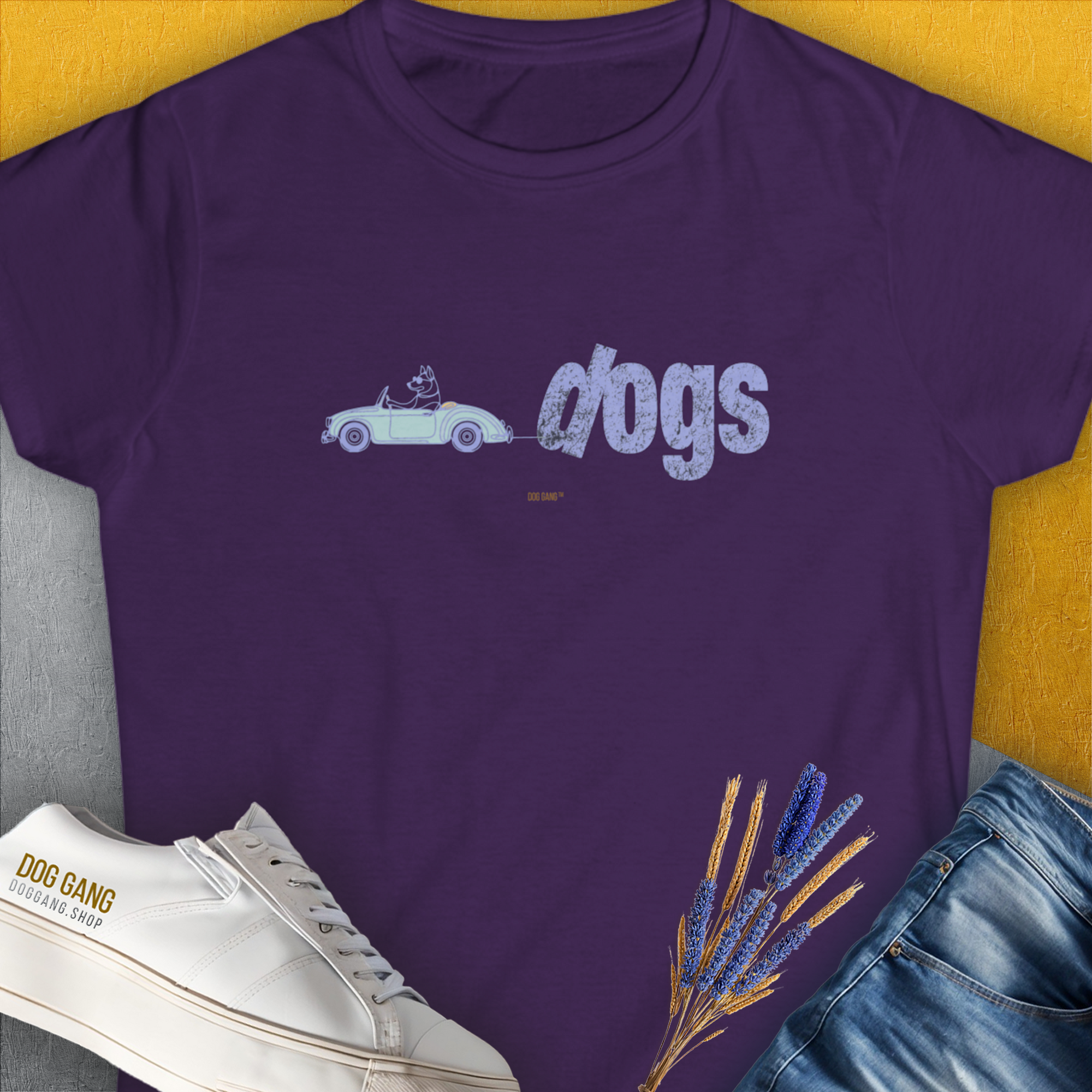 The Dog Gang Minimalistic Series II, Volume 2, Women&#39;s T-Shirt-Purple, a cool and stylish design with a funny saying from Dog Gang