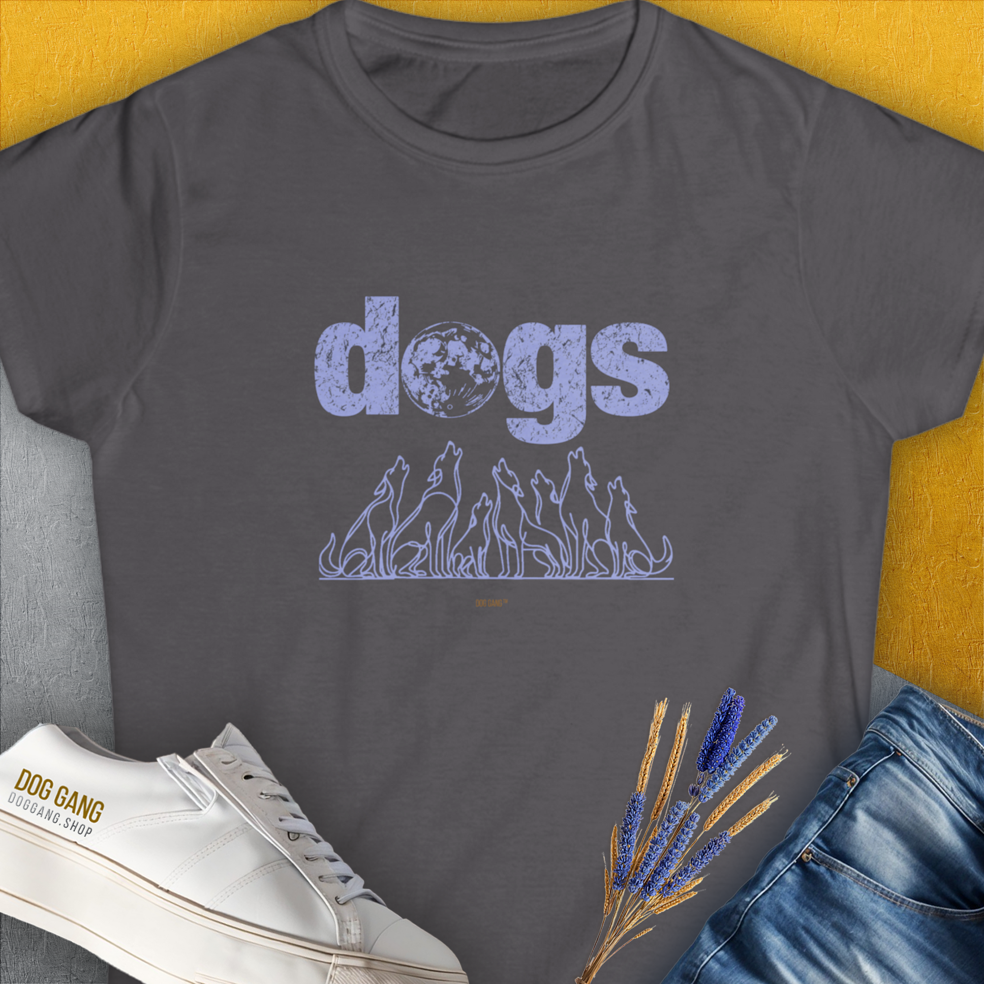 The Dog Gang Minimalistic Series II, Volume 3, Women&#39;s T-Shirt-Charcoal. A dog-themed Design from Dog Gang