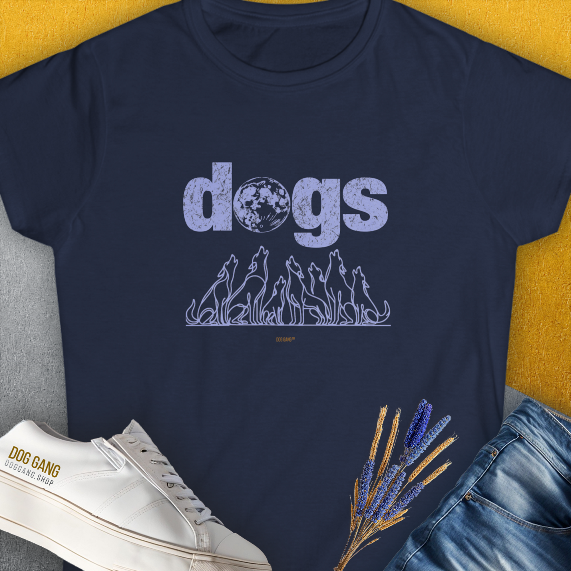 The Dog Gang Minimalistic Series II, Volume 3, Women&#39;s T-Shirt-Navy, a cool and stylish design with a funny saying from Dog Gang