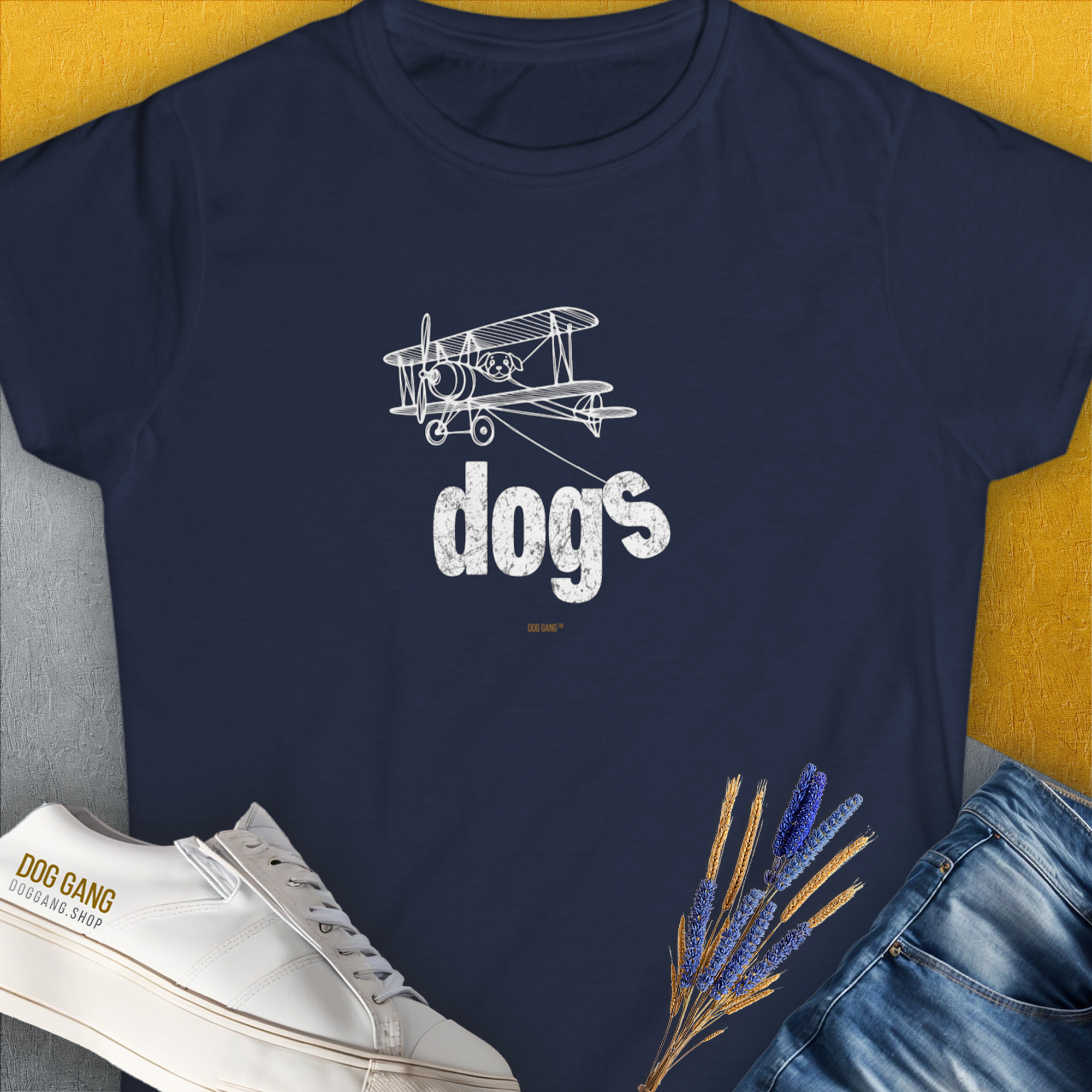The Dog Gang Minimalistic Series II, Volume 4, Women&#39;s T-Shirt-Navy. A dog-themed Design from Dog Gang