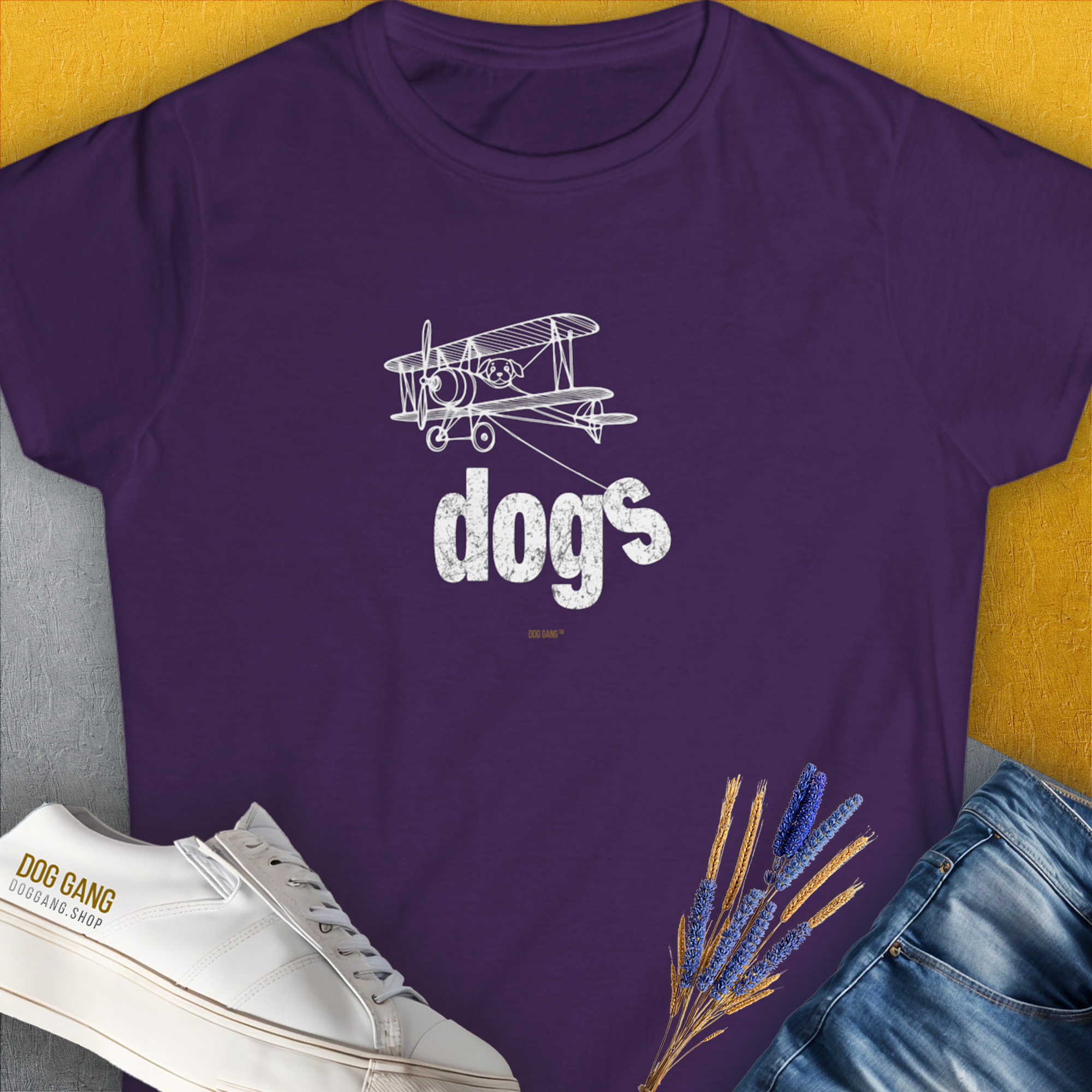 The Dog Gang Minimalistic Series II, Volume 4, Women&#39;s T-Shirt-Purple, a cool and stylish design with a funny saying from Dog Gang