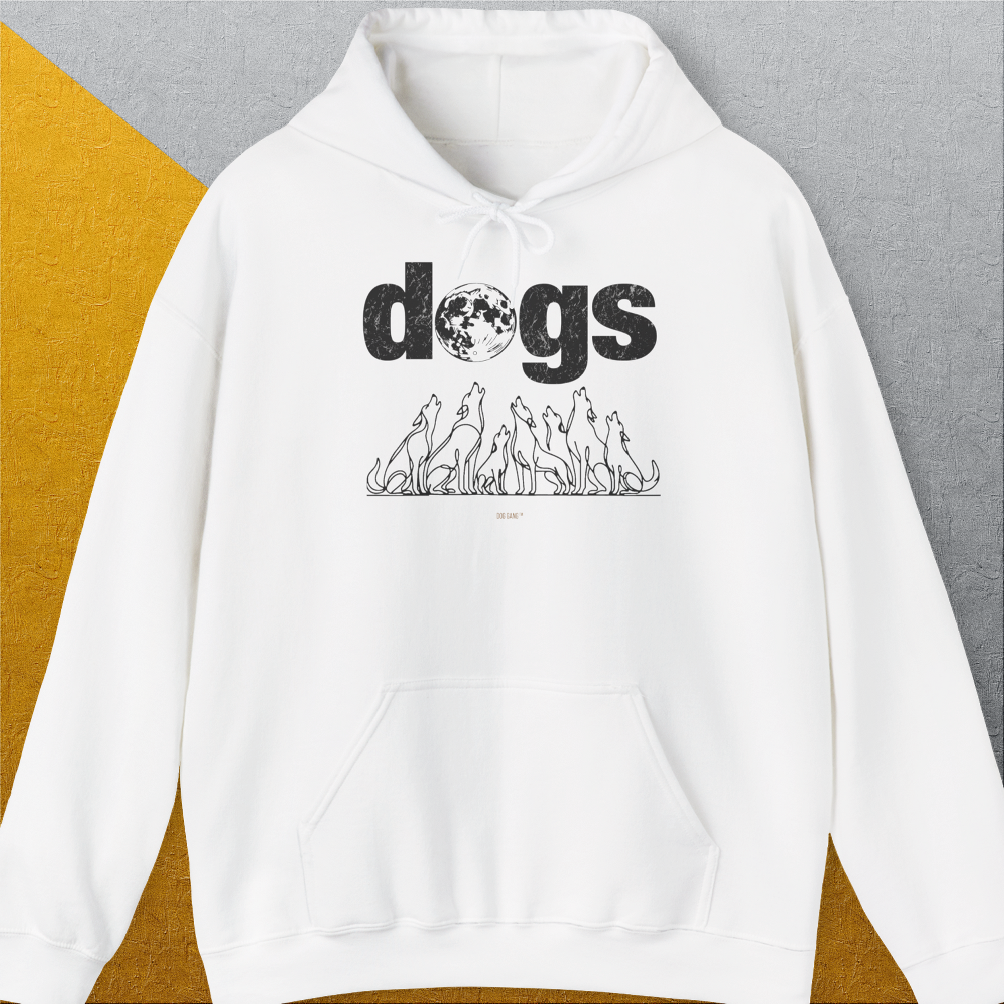 The Dog Gang Minimalistic Series II, Volume 3, Unisex Hoodie-White. For dog lovers and dog owners. Design by Dog Gang