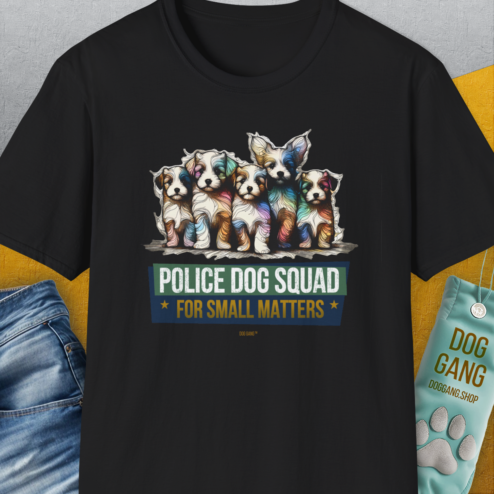Police Dog Squad For Small Matters, Volume 1, Unisex T-Shirt-Black, Design by Dog Gang