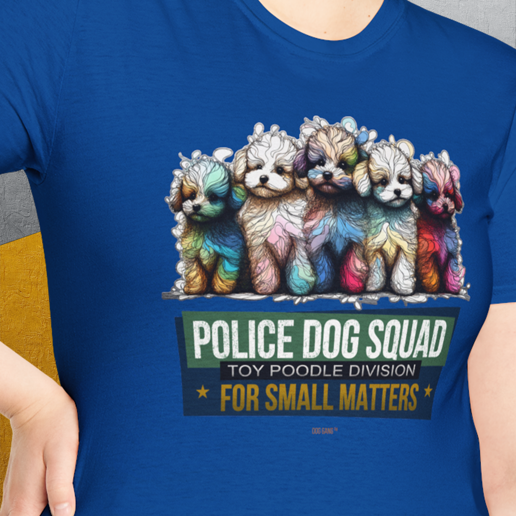 Police Dog Squad For Small Matters (Toy Poodle Division), Volume 2, Unisex T-Shirt-, Design by Dog Gang