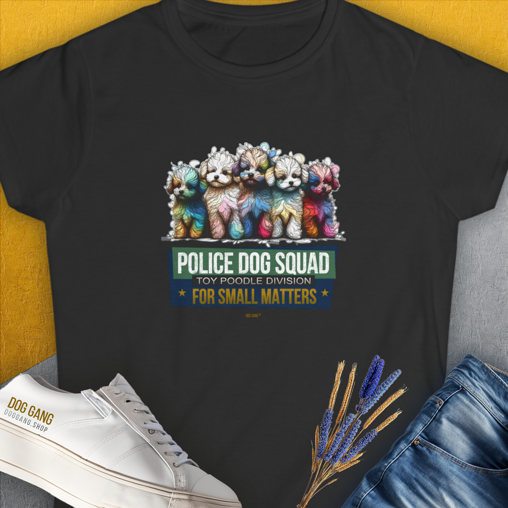 Police Dog Squad For Small Matters (Toy Poodle Division), Volume 2, Women&#39;s T-Shirt-Black. A perfect gift for dog lovers and dog owners. Design by Dog Gang