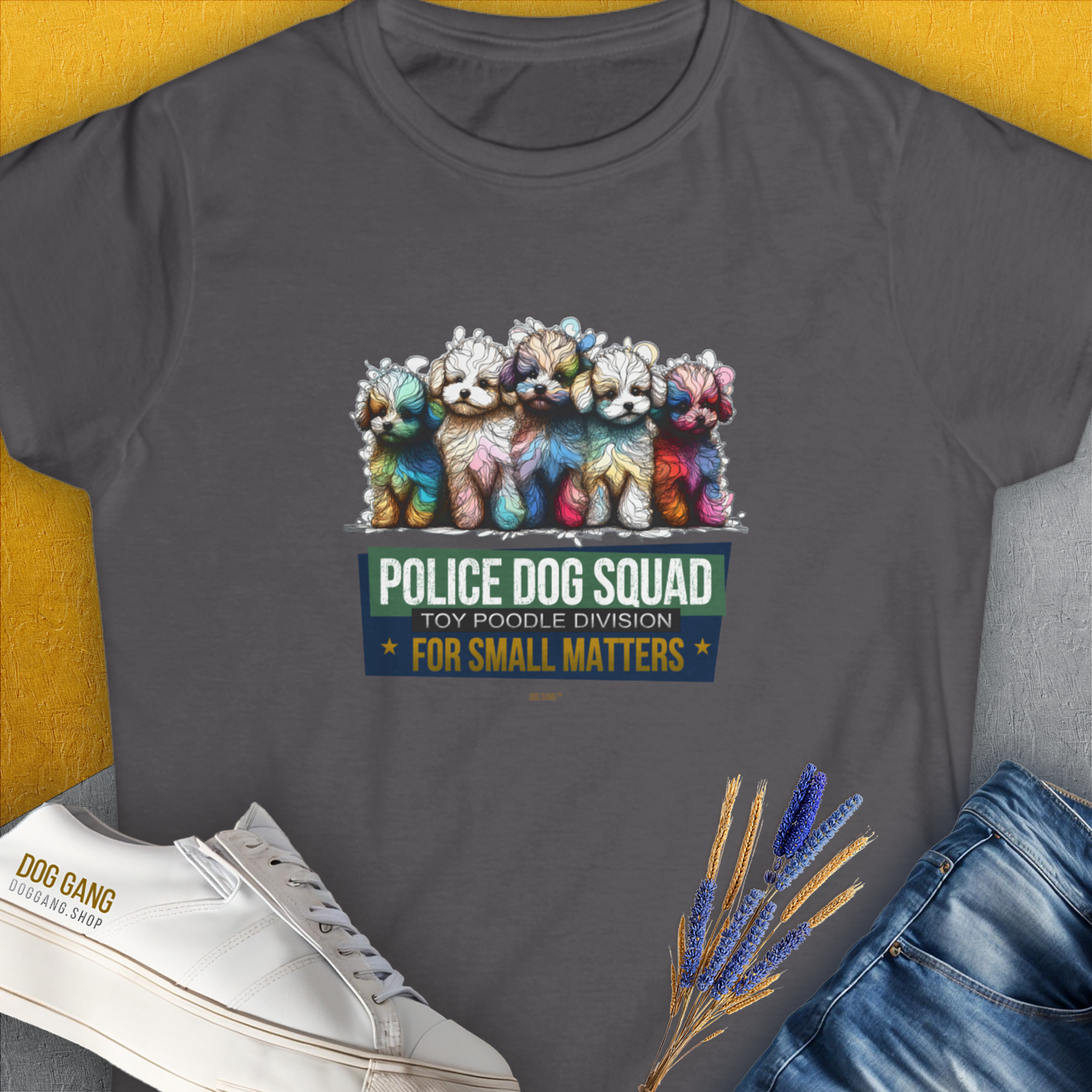 Police Dog Squad For Small Matters (Toy Poodle Division), Volume 2, Women's T-Shirt-Charcoal. A dog-themed Design from Dog Gang