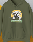 The Say Hi Series Shirt in Military Green displays a cartoon dog with the saying, Just wanna say Hi to all the dog lovers out there! Perfect for any dog person. Designed by Dog Gang.