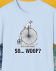 So... Woof? Volume 3, Unisex T-Shirt-Light Blue. A perfect gift for dog lovers and dog owners. Design by Dog Gang