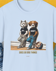 So... Woof? Volume 6, Unisex T-Shirt-Light Blue. A perfect gift for dog lovers and dog owners. Design by Dog Gang