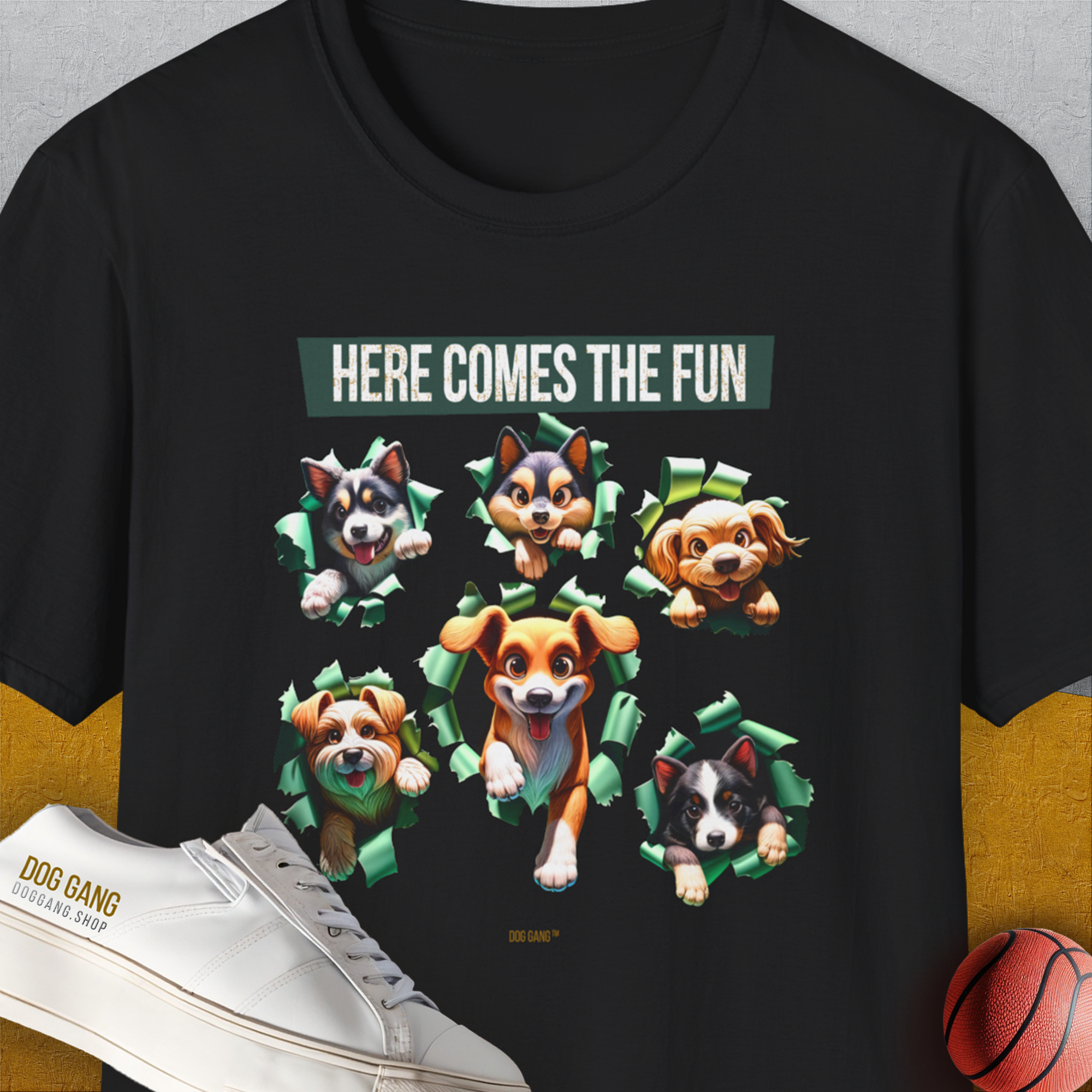 Unleash-Series (Here Comes The Fun), Volume 4, Unisex T-Shirt-Black, Design by Dog Gang