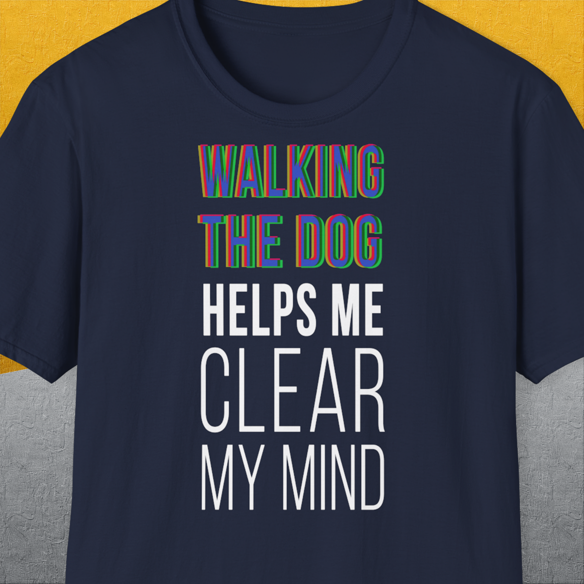 Walking The Dog Series One, Volume 3, Unisex T-Shirt-Navy. A perfect gift for dog lovers and dog owners. Design by Dog Gang