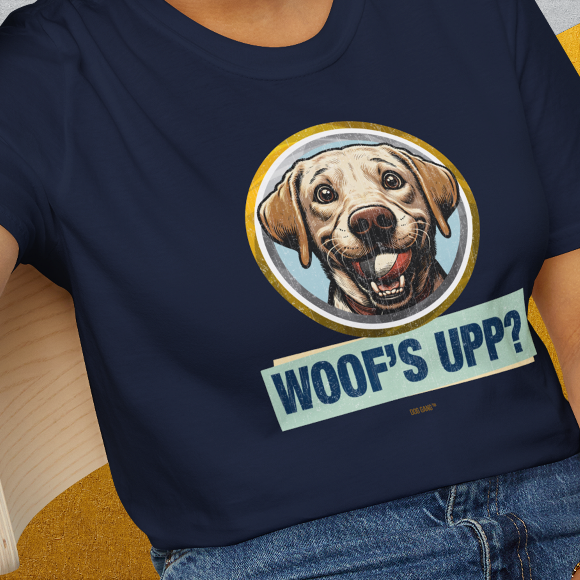 Woof's Upp? Volume 3, Unisex T-Shirt-. For dog lovers and dog owners. Design by Dog Gang