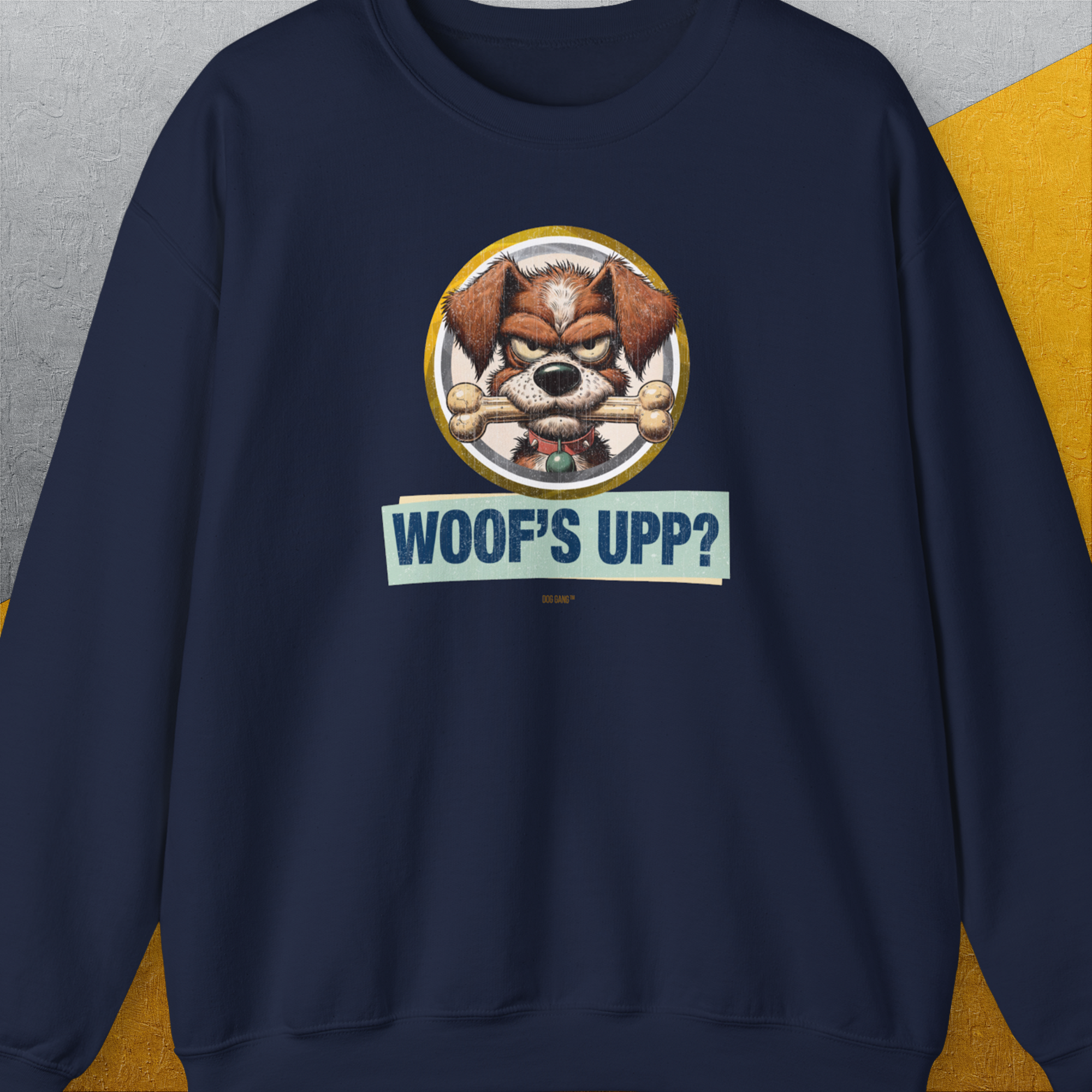 Woof&#39;s Upp? Volume 2, Unisex Sweatshirt-Navy, Design by Dog Gang